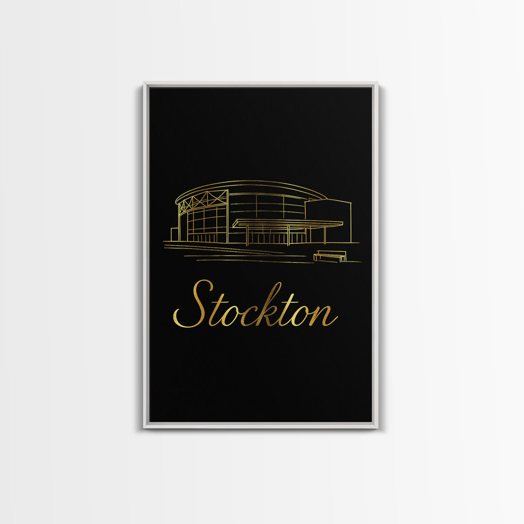 Stockton Travel Poster, Canvas Print, Black Gold Minimalist Art, Stockton Poster Print, Wanderlust Decor, Modern Wall Decor, Wall Art