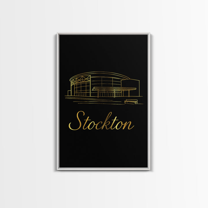 Stockton Travel Poster, Canvas Print, Black Gold Minimalist Art, Stockton Poster Print, Wanderlust Decor, Modern Wall Decor, Wall Art