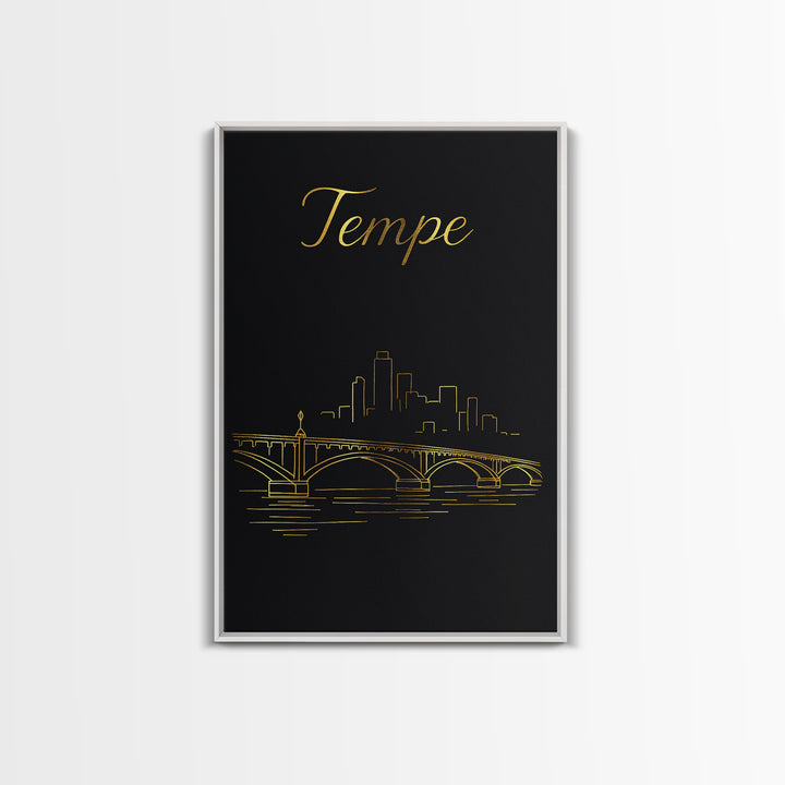 Tempe Arizona Travel Poster, Canvas Print, Gold Outline Poster Art, Tempe Art Print, Wanderlust Decor, Travel Poster Set, Home Office Decor