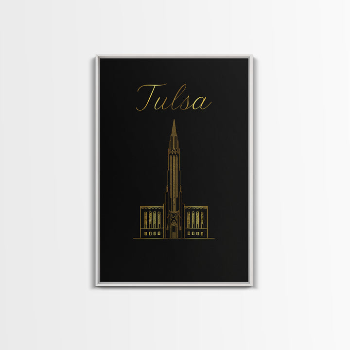 Tulsa Travel Poster, Framed Canvas Print, Dark Minimalist Wall Art, Tulsa City Art, Travel Art Print, Travel Poster Art, Wanderlust Decor