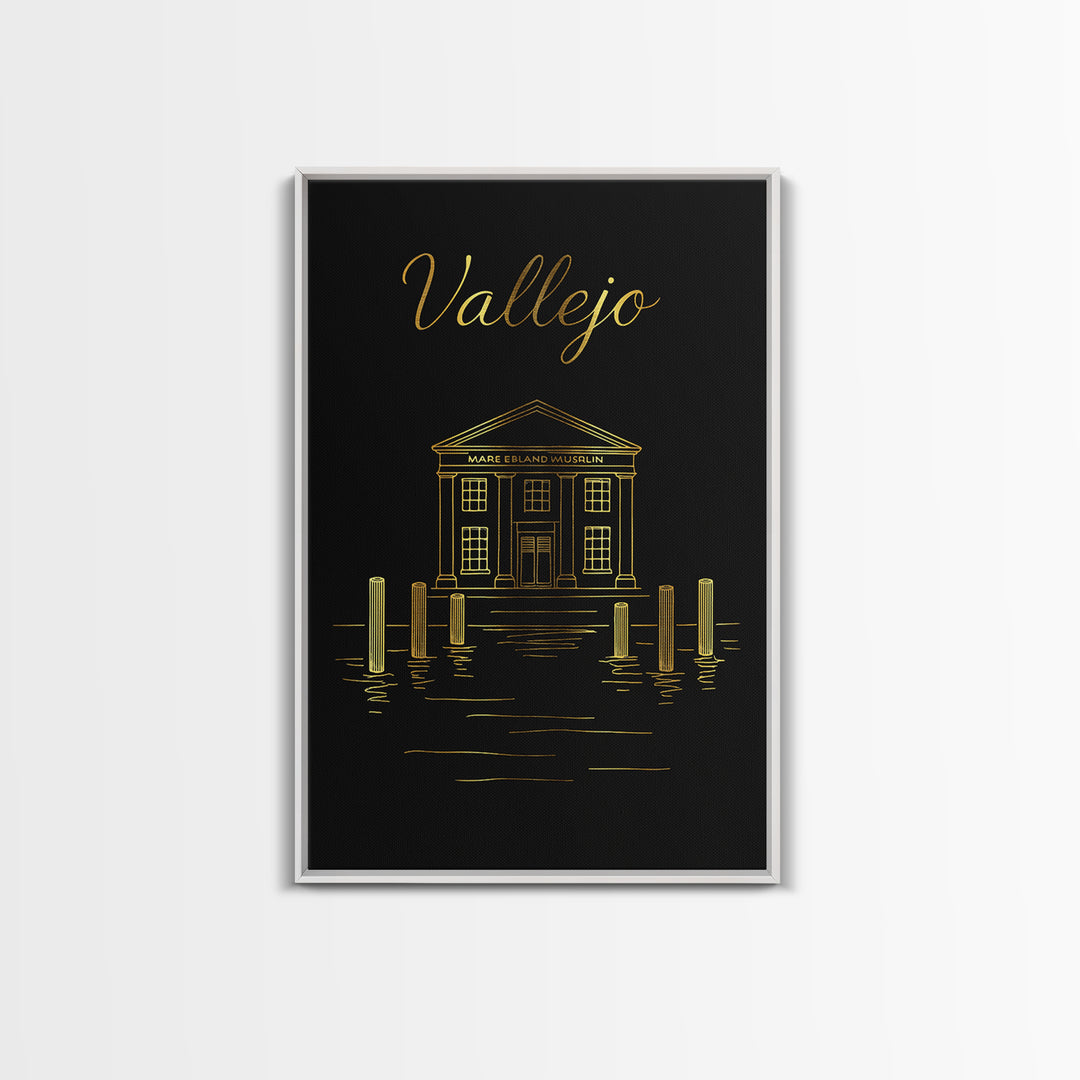 Vallejo Travel Poster, Canvas Print, Minimalist Gold Line Art, Vallejo Art Print, City Illustration, Travel Poster Art, Modern Wall Decor