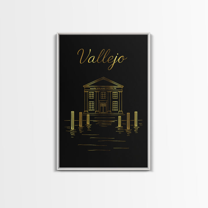 Vallejo Travel Poster, Canvas Print, Minimalist Gold Line Art, Vallejo Art Print, City Illustration, Travel Poster Art, Modern Wall Decor