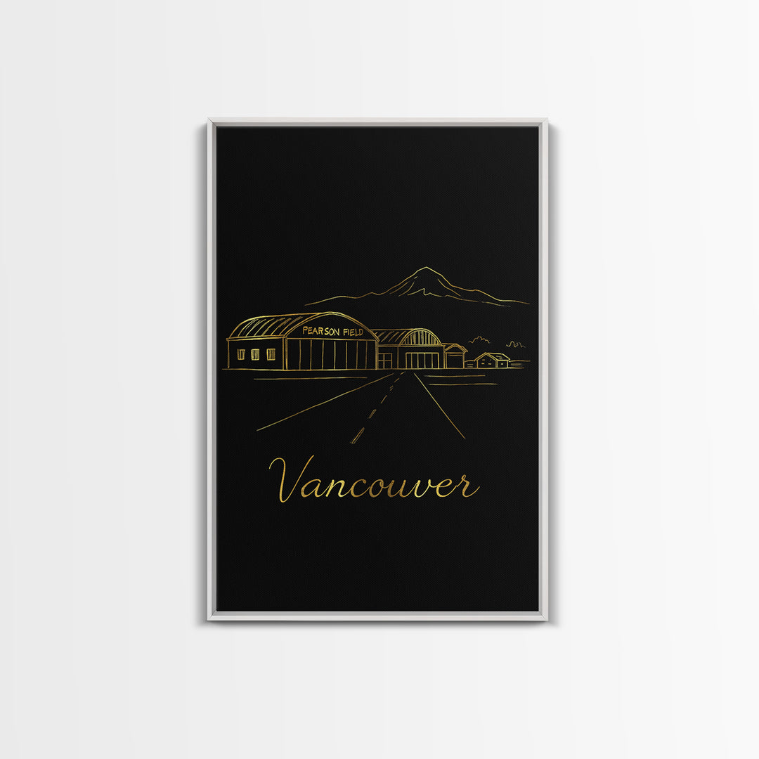 Vancouver Travel Poster, Canvas Print, Gold Outline Poster Art, Vancouver Poster Print, City Illustration, Travel Art Print, Retro Poster