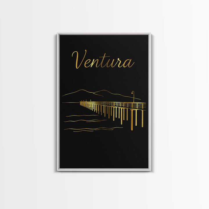 Ventura Travel Poster, Framed Canvas Print, Dark Minimalist Wall Art, Ventura Poster Print, Living Room Wall Art, Travel Poster Art