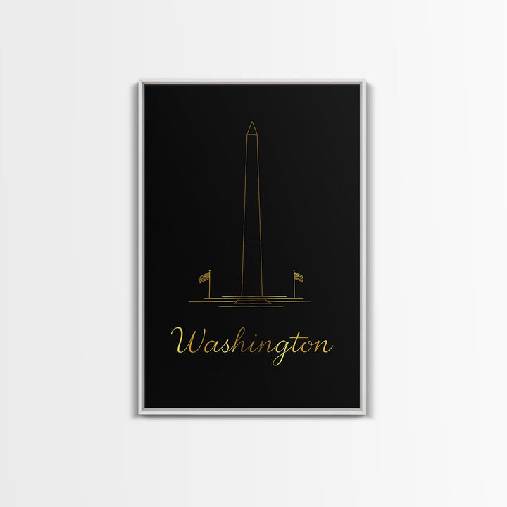 Washington DC Travel Poster, Framed Canvas Print, Dark Minimalist Wall Art, Washington DC Poster Print, City Travel Prints, Wall Art