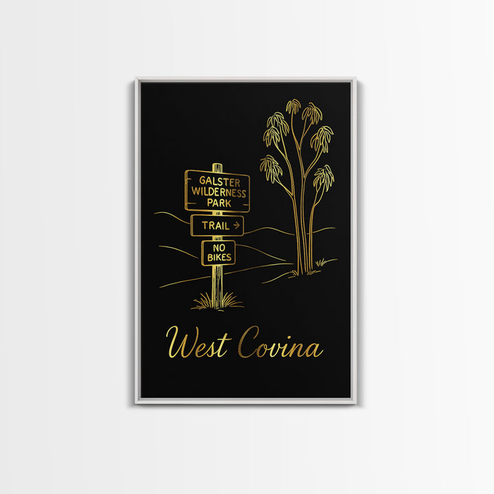 West Covina California Travel Poster, Canvas Print, Gold Outline Poster Art, West Covina Wall Art, Travel Poster Art, Eclectic Wall Decor