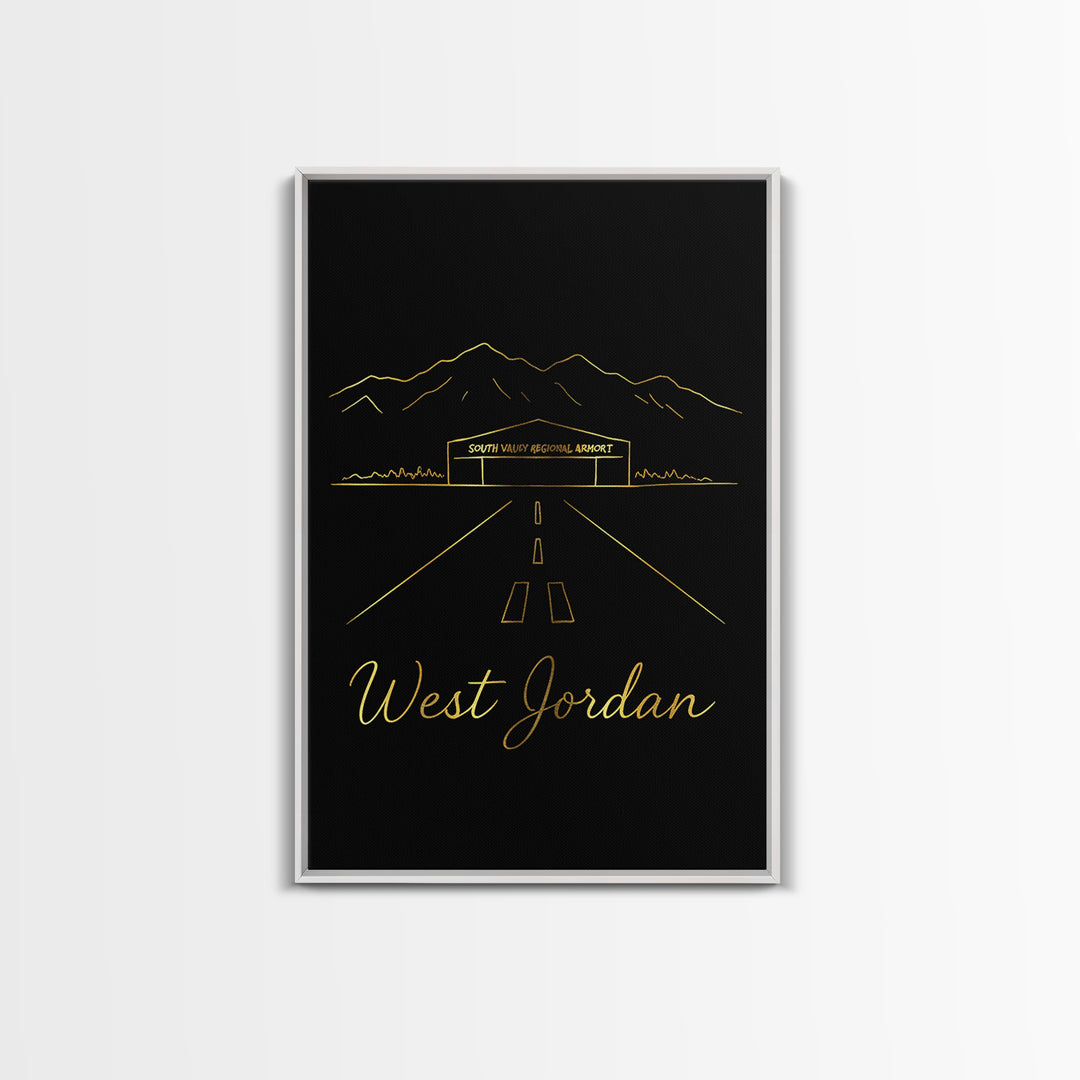 West Jordan Travel Poster, Canvas Print, Dark Minimalist Wall Art, West Jordan Art Print, City Art Print, Living Room Wall Art