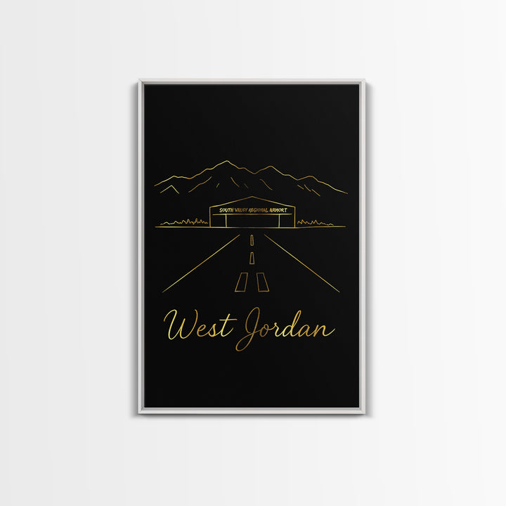 West Jordan Travel Poster, Canvas Print, Dark Minimalist Wall Art, West Jordan Art Print, City Art Print, Living Room Wall Art