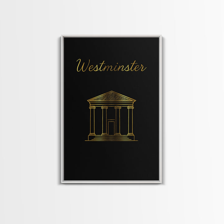 Westminster Travel Poster, Canvas Print, Black Gold Minimalist Art, Westminster Wall Art, Travel Poster Art, Mid Century Wall Art