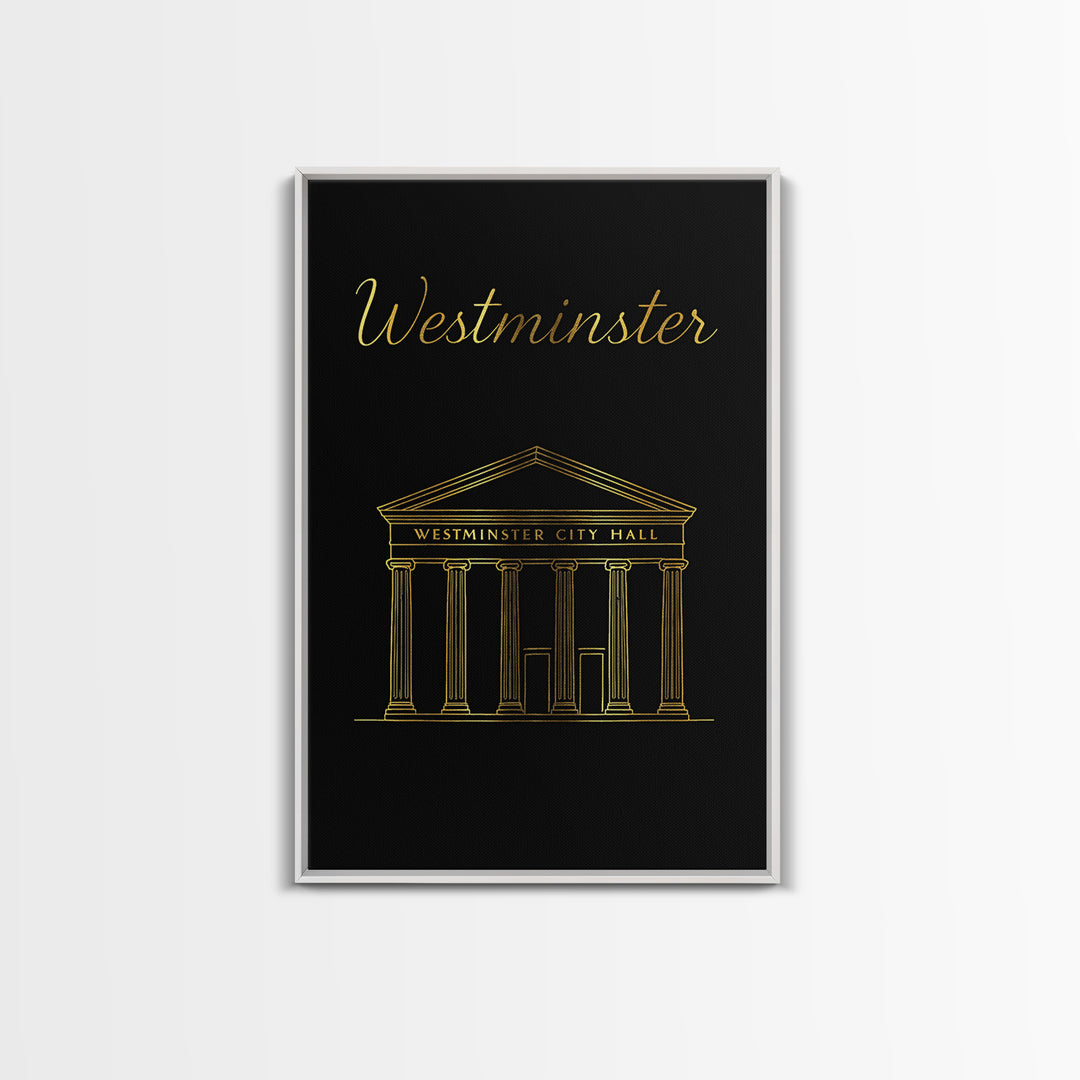 Westminster Travel Poster, Canvas Print, Minimalist Gold Line Art, Westminster Poster Print, Fine Art Print, Wanderlust Decor, Design 3