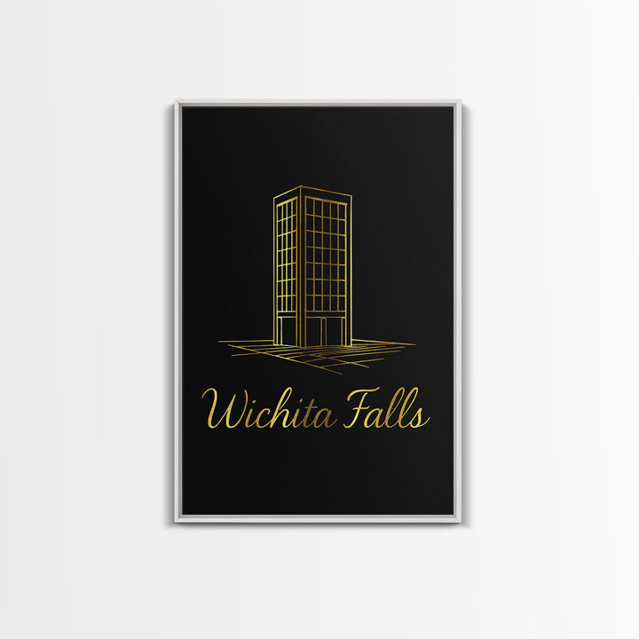 Wichita Falls Travel Poster, Canvas Print, Minimalist Gold Line Art, Wichita Falls City Art, Travel Poster Set, Mid Century Wall Art