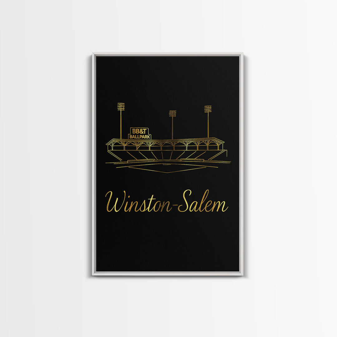 Winston Salem North Carolina Travel Poster, Canvas Print, Gold Outline Poster Art, Winston Salem Art Print, Wall Decor, Wanderlust Decor