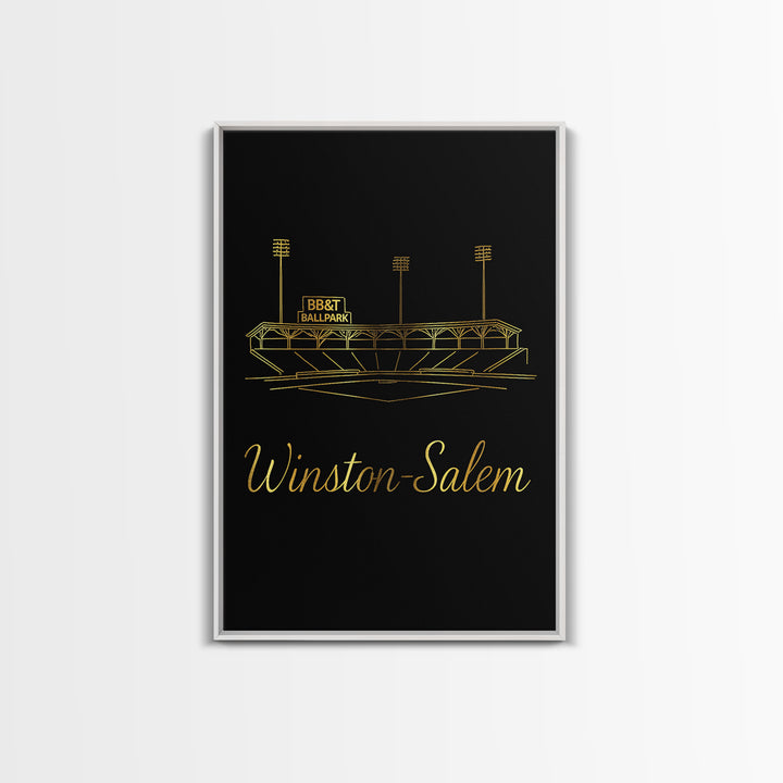 Winston Salem North Carolina Travel Poster, Canvas Print, Gold Outline Poster Art, Winston Salem Art Print, Wall Decor, Wanderlust Decor