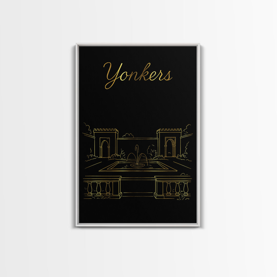 Yonkers New York Travel Poster, Canvas Print, Dark Minimalist Wall Art, Yonkers Wall Art, Fine Art Print, Retro Travel Print, Poster Art