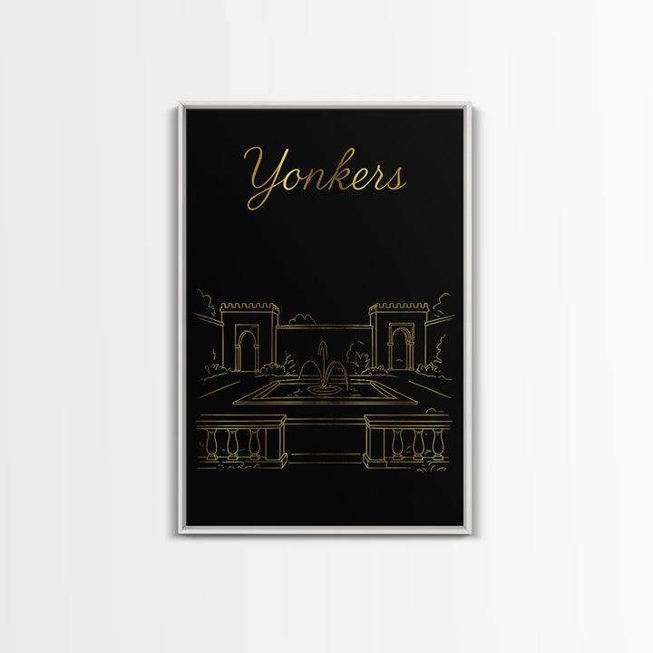 Yonkers New York Travel Poster, Canvas Print, Dark Minimalist Wall Art, Yonkers Wall Art, Fine Art Print, Retro Travel Print, Poster Art