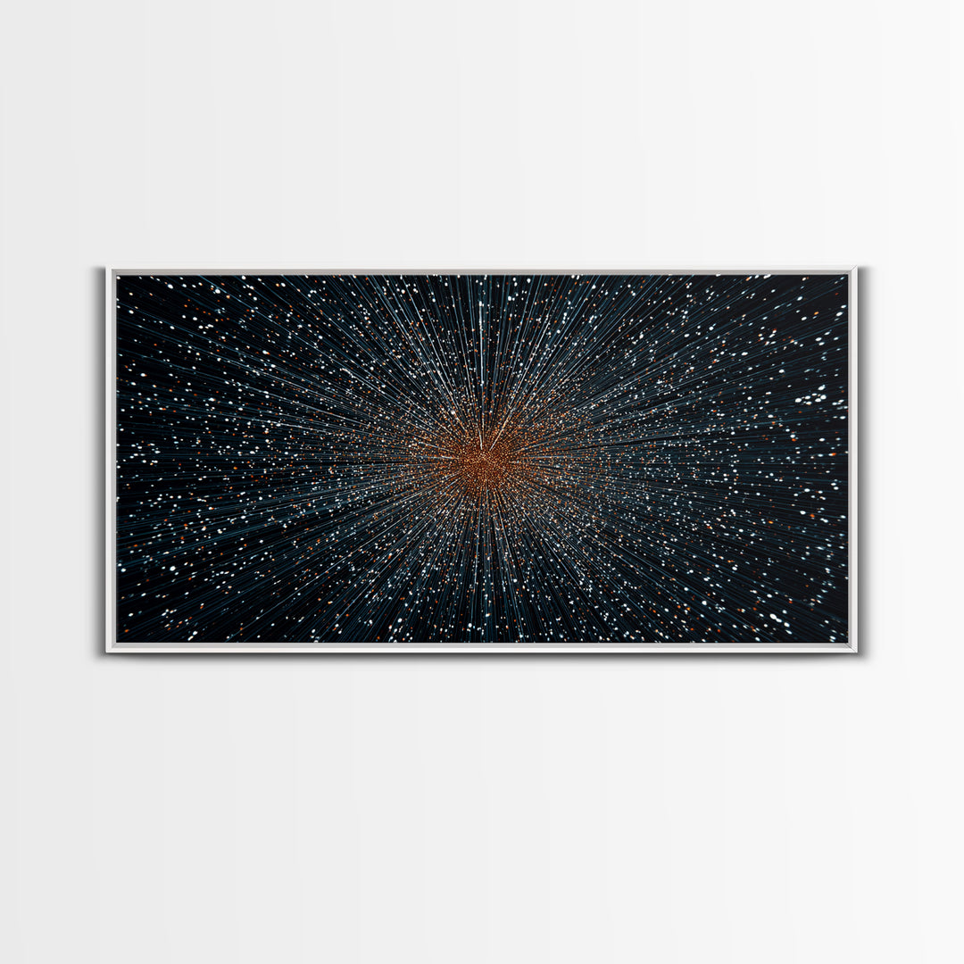 Orange Blue Starfield Abstract Canvas Print, Midcentury Modern Wall Decor, Cosmic Retro Art, Large Sci Fi Poster For Home