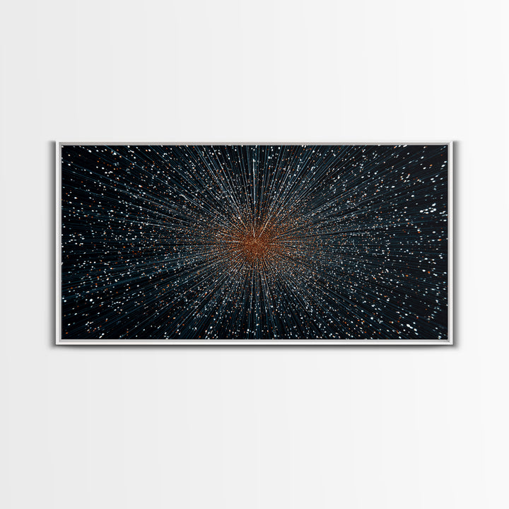 Orange Blue Starfield Abstract Canvas Print, Midcentury Modern Wall Decor, Cosmic Retro Art, Large Sci Fi Poster For Home