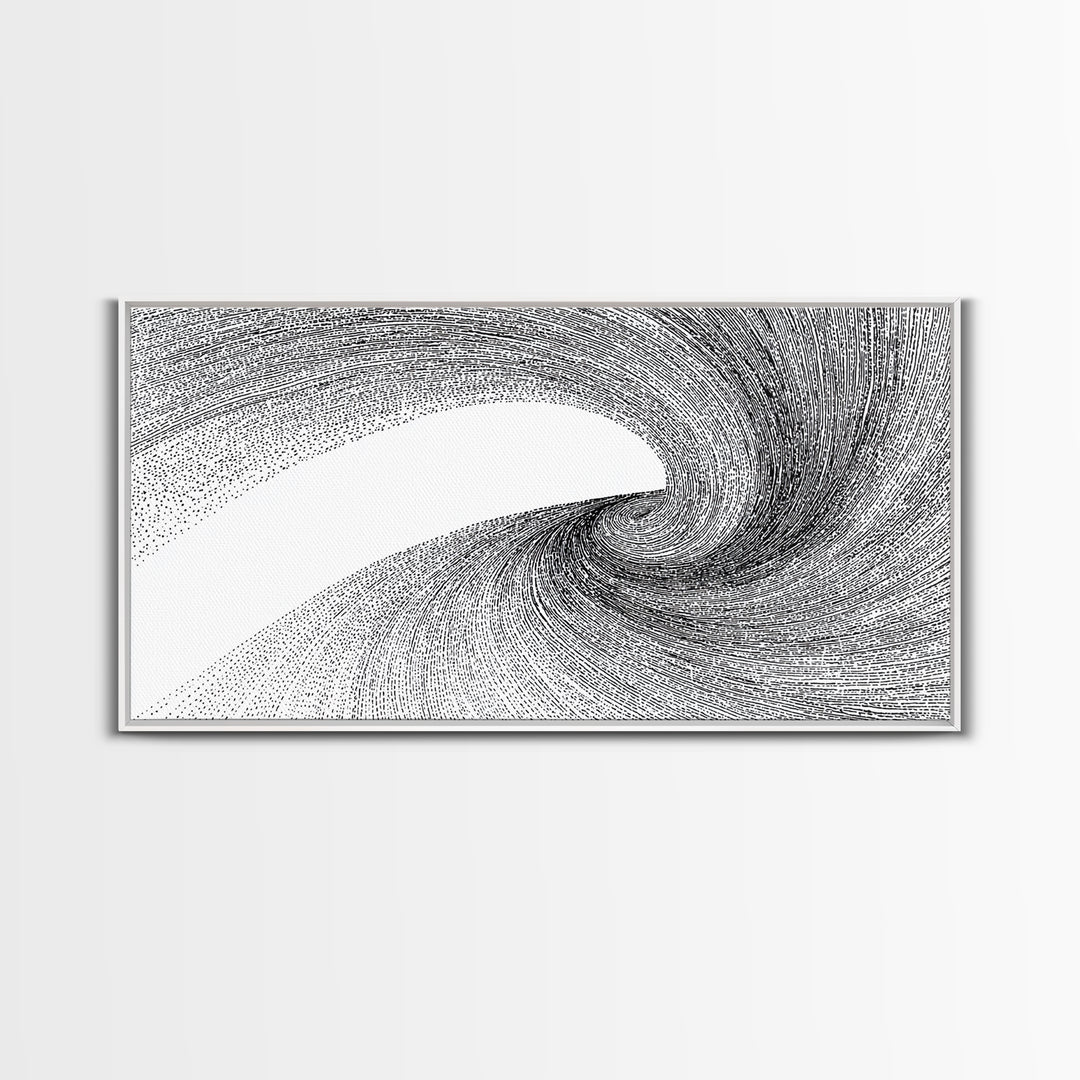 Black White Vortex Line Wall Art, Modern Abstract Art Print, Op Art Decor, Minimalist Geometric Poster For Office And Home