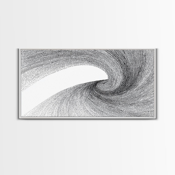 Black White Vortex Line Wall Art, Modern Abstract Art Print, Op Art Decor, Minimalist Geometric Poster For Office And Home