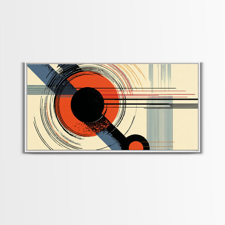 Red Black Circle Abstract Wall Art, Mid Century Modern Geometric Print, Bauhaus Poster, Retro Modern Decor For Living Room