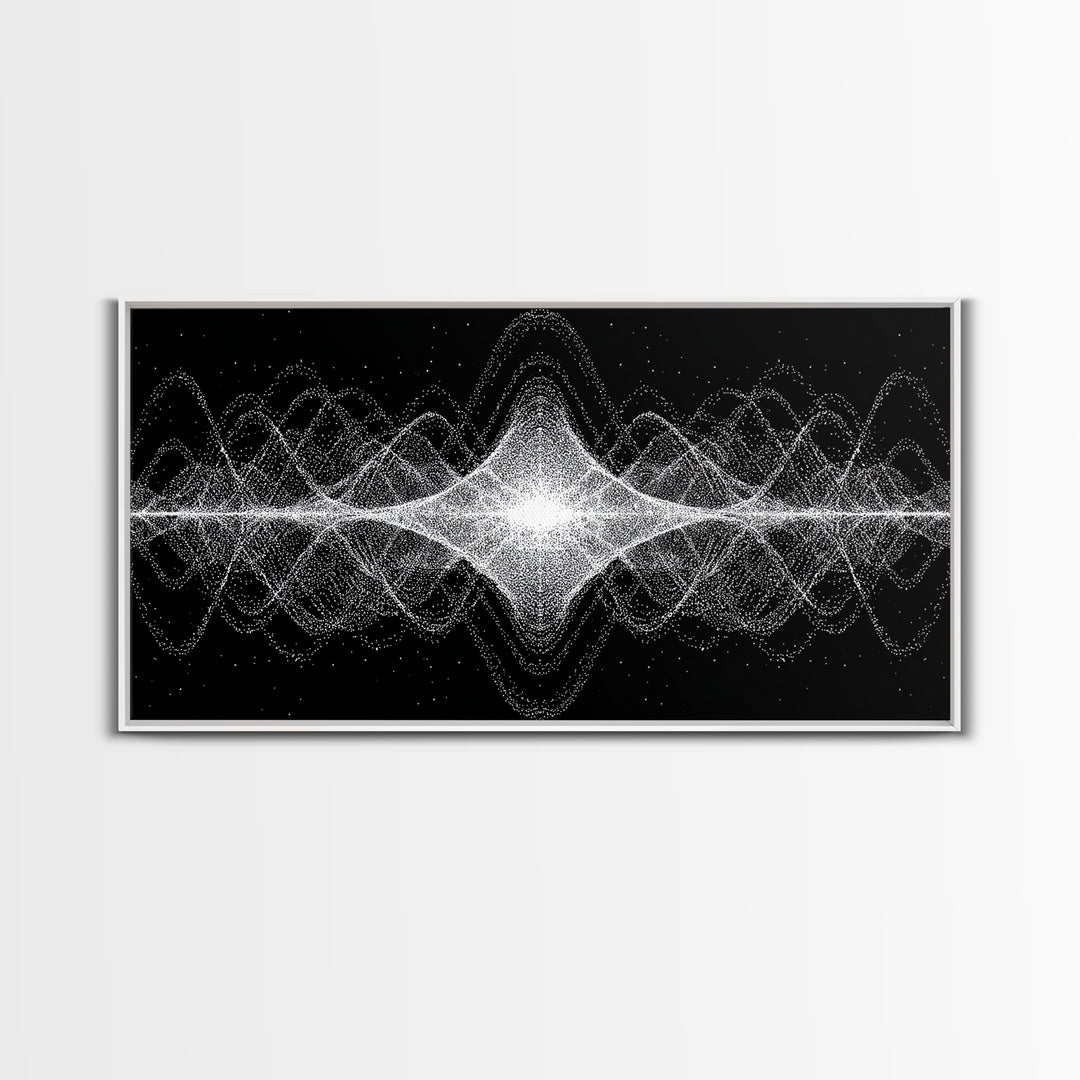 Black White Sound Wave Abstract Wall Art, Modern Geometric Art Print, Midcentury Decor, Minimalist Office Wall Decor Print