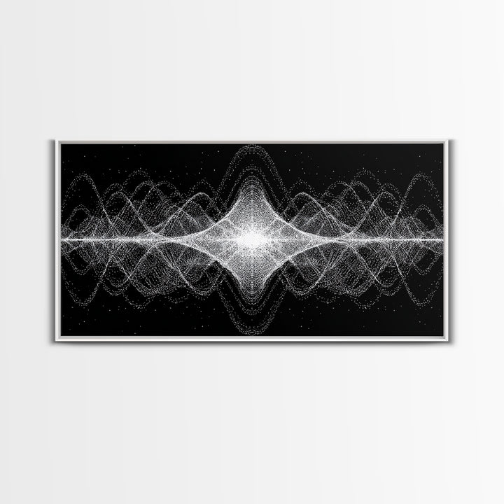 Black White Sound Wave Abstract Wall Art, Modern Geometric Art Print, Midcentury Decor, Minimalist Office Wall Decor Print