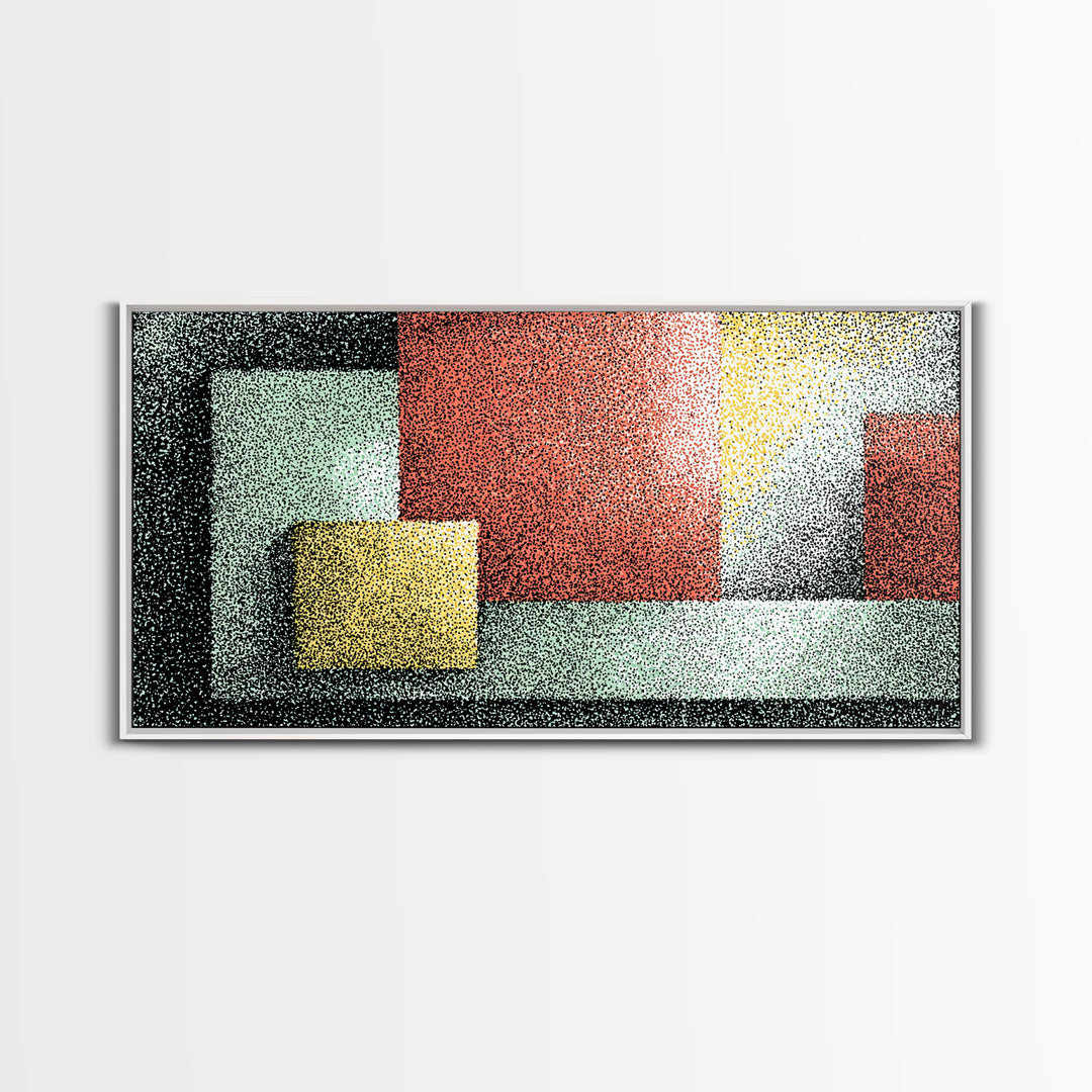 Textured Color Block Abstract Canvas Print, Mid Century Modern Wall Art, Geometric Shapes Poster, Retro Office Decor Print