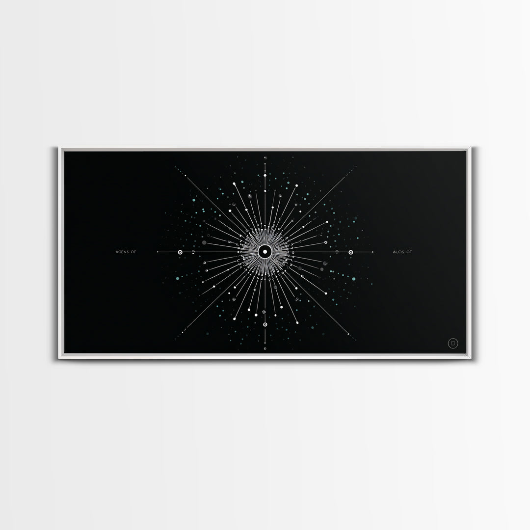 Cosmic Star Map Canvas Print, Midcentury Modern Art, Black Wall Decor, Space Abstract Art, Celestial Office Decor For Living Room