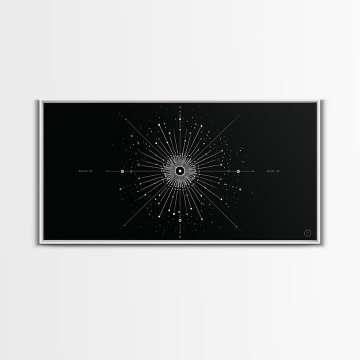 Cosmic Star Map Canvas Print, Midcentury Modern Art, Black Wall Decor, Space Abstract Art, Celestial Office Decor For Living Room