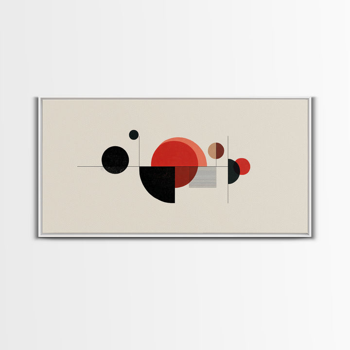 Red Black Circle Wall Art, Midcentury Modern Art, Geometric Abstract Print, Bauhaus Poster, Retro MCM Wall Decor For Home