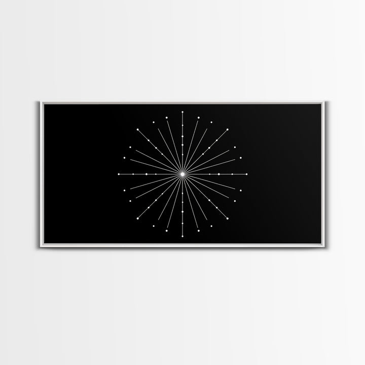 Radial Constellation Lines And Dots Canvas Print, Atomic Midcentury Wall Art, Modern Geometric Decor, Office Poster Print