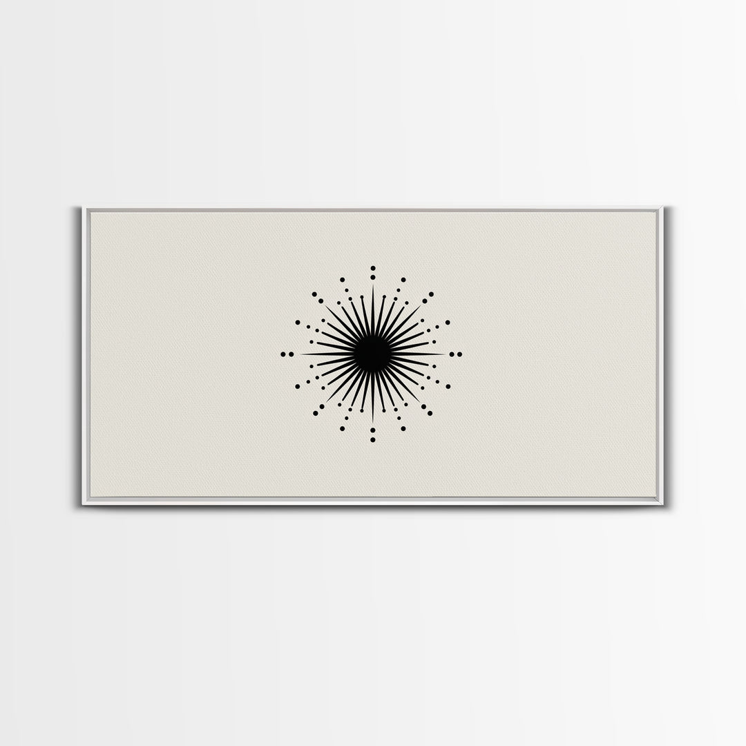 Black Atomic Starburst Wall Art, Midcentury Modern Abstract Print, Minimal Geometric Poster, Retro MCM Decor Gift For Home