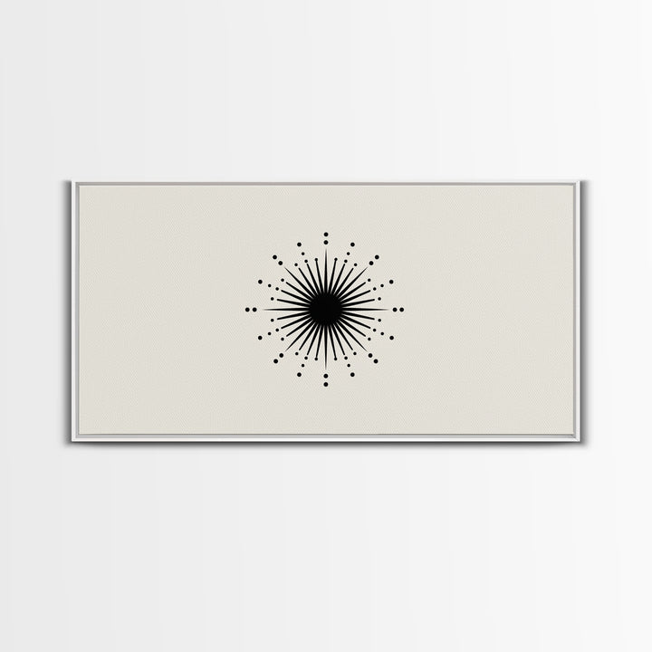 Black Atomic Starburst Wall Art, Midcentury Modern Abstract Print, Minimal Geometric Poster, Retro MCM Decor Gift For Home