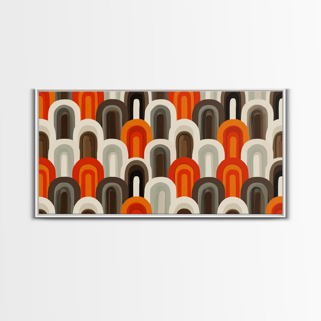 Retro Orange Brown Arch Pattern Wall Art, Midcentury Modern Art Print, 70s Decor, Geometric Wall Decor, MCM Home Decor, Retro Print