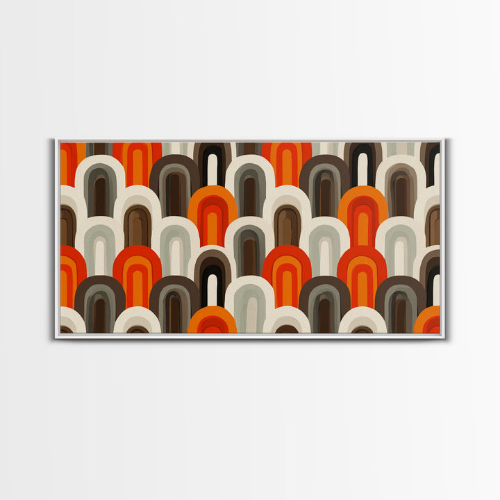 Retro Orange Brown Arch Pattern Wall Art, Midcentury Modern Art Print, 70s Decor, Geometric Wall Decor, MCM Home Decor, Retro Print