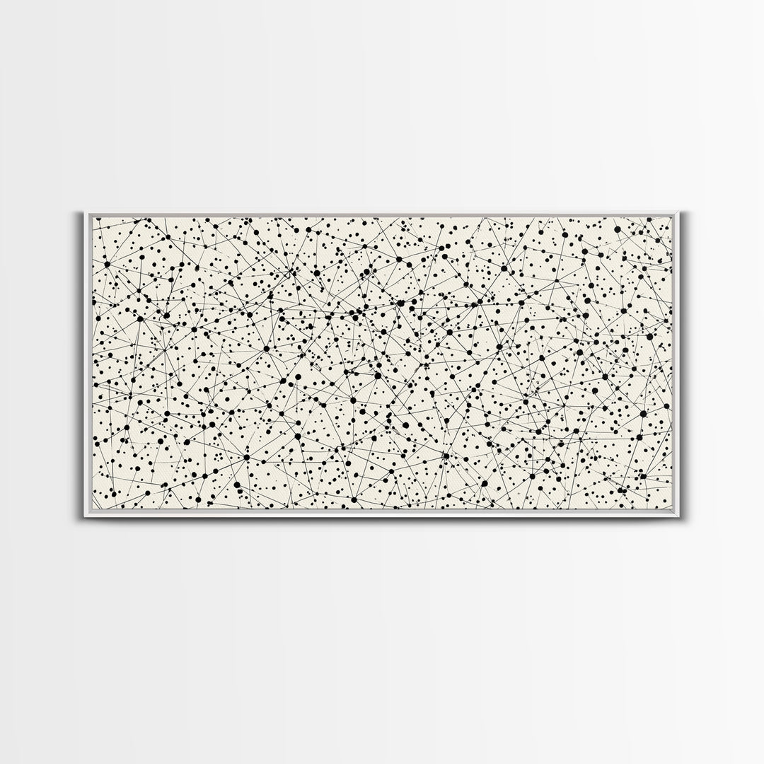 Black And White Constellation Line Network Wall Art, Minimalist Midcentury Modern Art Print, Monochrome Geometric Office Decor