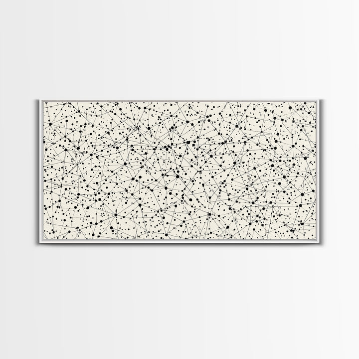 Black And White Constellation Line Network Wall Art, Minimalist Midcentury Modern Art Print, Monochrome Geometric Office Decor