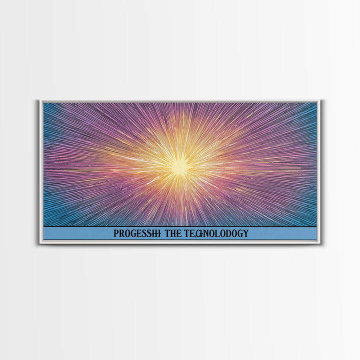 Radiant Progress Technology Starburst Canvas Print, Op Art Poster, Midcentury Modern Wall Art, Retro Sci Fi Office Decor