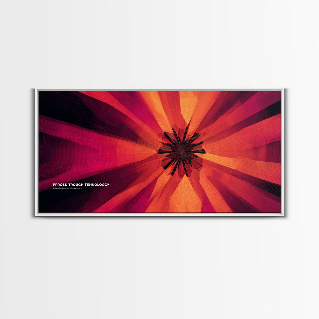 Red Orange Abstract Technology Burst Canvas Print, Midcentury Modern Wall Art, Atomic Retro Poster, Bold Office Decor Gift