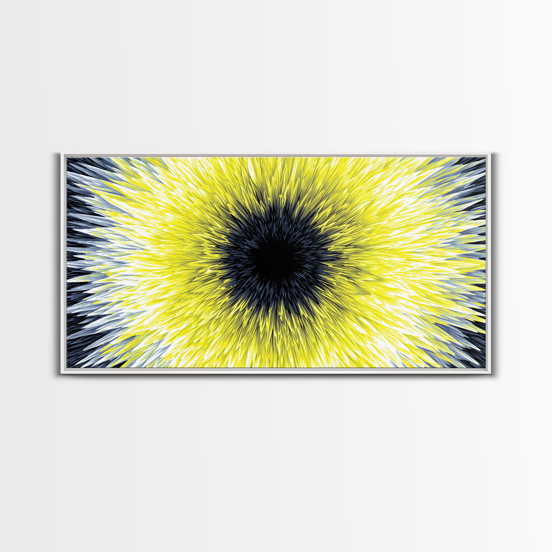 Yellow Black Radial Sunburst Canvas Print, Op Art Wall Decor, Modern Abstract Art, Bold Graphic Home Office Statement Piece