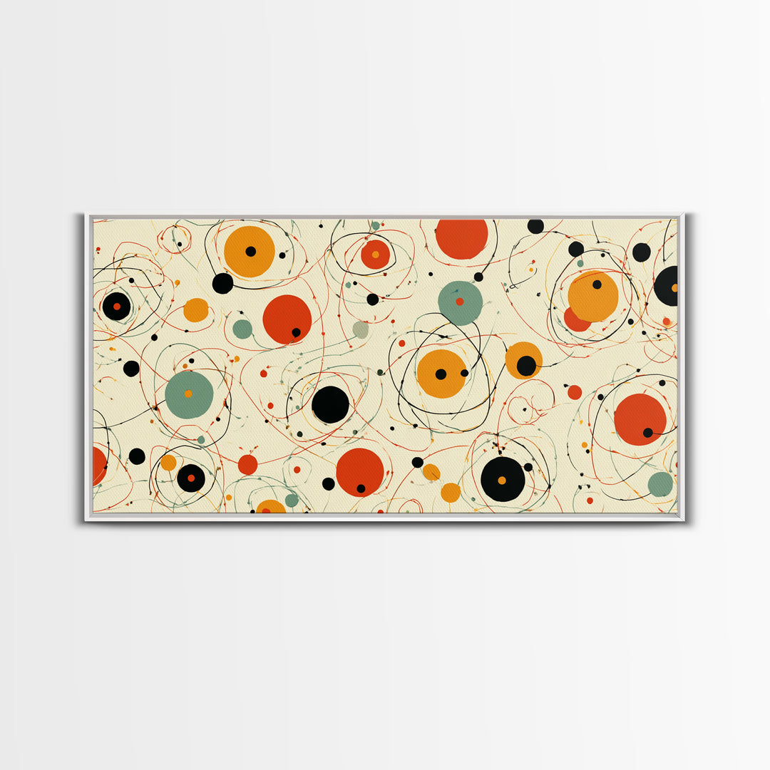 Orange Sage Atomic Circles Wall Art, Midcentury Modern Abstract Canvas Print, Retro Geometric Poster, Bold MCM Decor For Living Room