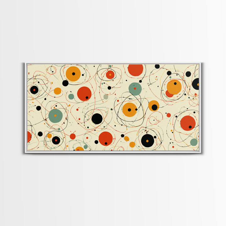 Orange Sage Atomic Circles Wall Art, Midcentury Modern Abstract Canvas Print, Retro Geometric Poster, Bold MCM Decor For Living Room