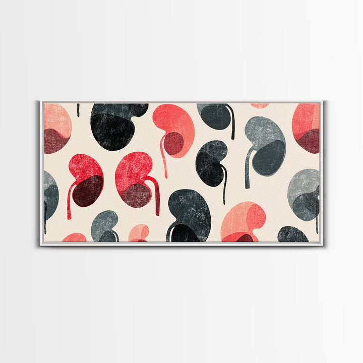 Red Black Kidney Bean Abstract Wall Art, Midcentury Modern Organic Shapes, Retro Geometric Poster, Bold MCM Home Decor Print