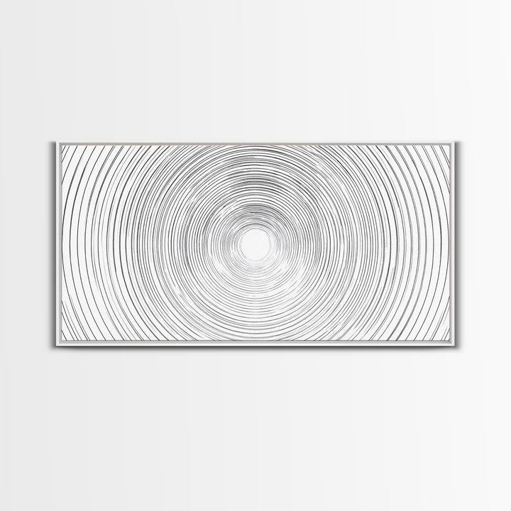White Black Concentric Vortex Op Art Canvas Print, Minimalist Geometric Wall Art, Modern Abstract Poster, Home Office Decor