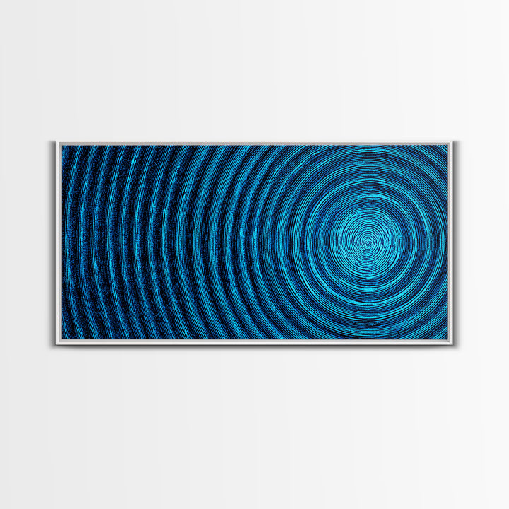 Blue Concentric Vortex Wall Art, Optical Abstract Poster, Modern Geometric Print, Retro Sci Fi Decor, Statement MCM Artwork