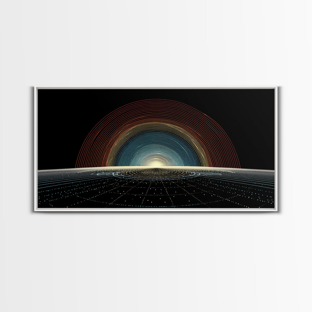 Retro Sunrise Grid Canvas Print, Midcentury Modern Abstract Poster, Atomic Space Decor, Bold MCM Wall Art For Living Room