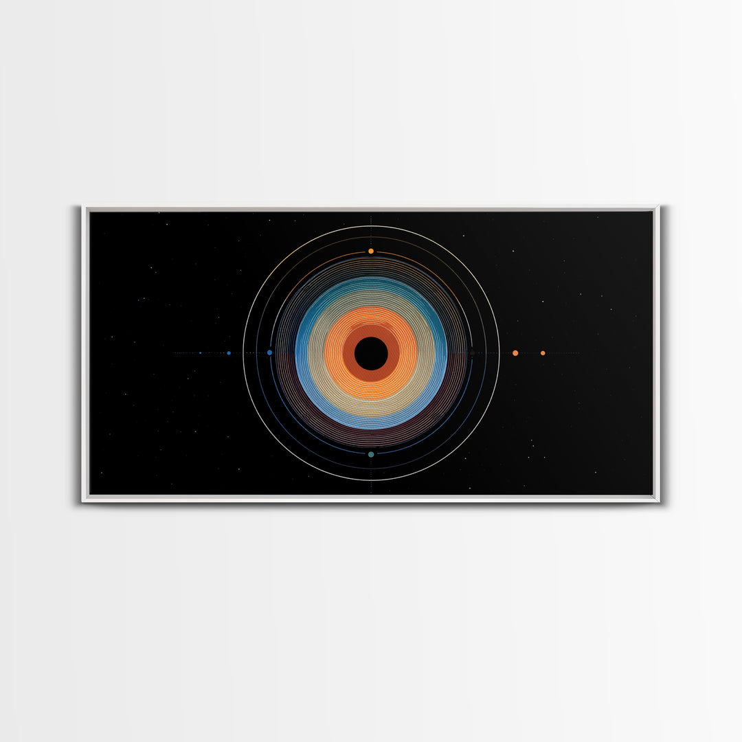Cosmic Concentric Orbit Wall Art, Midcentury Modern Abstract Space Poster, Geometric Circle Print, Retro Office Decor Gift