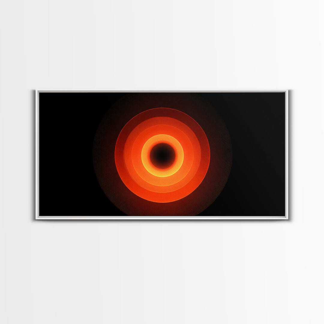 Fiery Eclipse Black Hole Wall Art, Modern Abstract Space Print, Orange Red Planet Decor, Cosmic Geometric Poster For Home Office