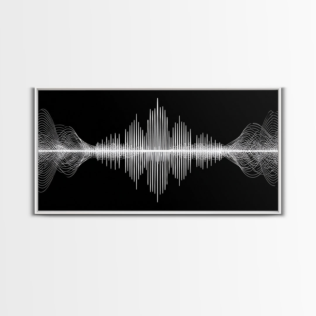 Black And White Sound Wave Wall Art, Minimal Audio Waveform, Modern Abstract Art Print, Music Studio Decor, Office Wall Decor