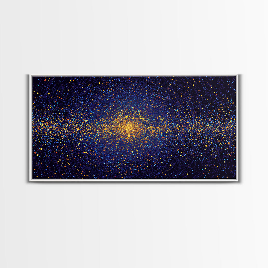 Golden Galaxy Vortex Of Stars Canvas Print, Abstract Space Wall Art, Mid Century Modern Decor, Cosmic Poster Print, Home Office Decor